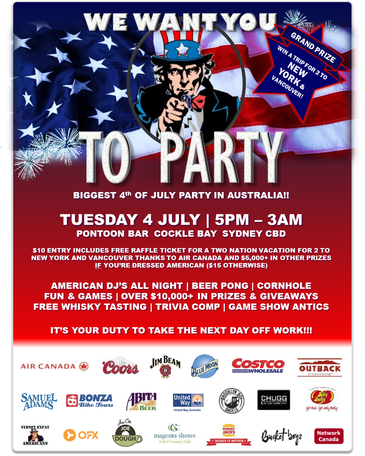 Biggest American Indpendence Day Party in Australia